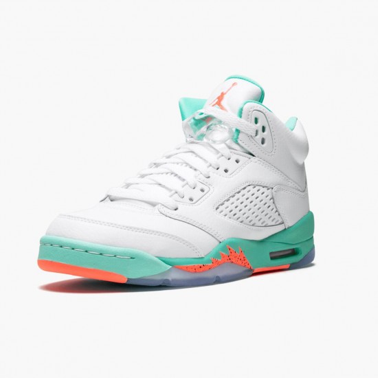 Air Jordan 5 Retro "Light Aqua" White/Crimson Pulse-Light Aqua 440892 100 AJ5 Jordan