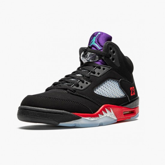 Air Jordan 5 Retro Top 3 Black/Fire Red-Grape Ice-New E CZ1786 001 AJ5 Jordan