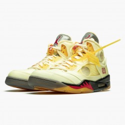 OFF-WHITE x Air Jordan 5 Retro "Sail" Sail/Fire Red-Muslin-Black DH8565 100 AJ5 Jordan