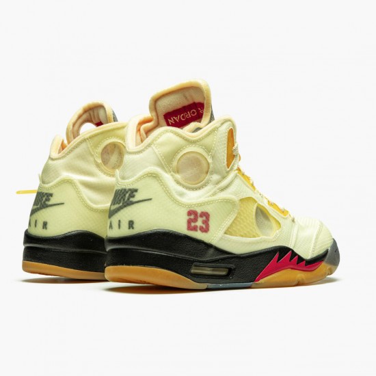 OFF-WHITE x Air Jordan 5 Retro "Sail" Sail/Fire Red-Muslin-Black DH8565 100 AJ5 Jordan