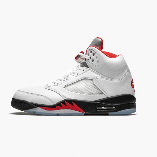 Air Jordan 5 Retro Fire Red Silver Tongue True White/Fire Red-Black DA1911 102 AJ5 Jordan