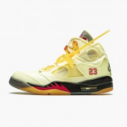 OFF-WHITE x Air Jordan 5 Retro "Sail" Sail/Fire Red-Muslin-Black DH8565 100 AJ5 Jordan