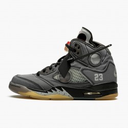 OFF-WHITE x Air Jordan 5 Retro SP 'Muslin' Black/Muslin-Fire Red CT8480 001 AJ5