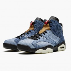 Air Jordan 6 Retro"Washed Denim" 384664 060 Black-Sail/Varsity Red AJ6 Black Jordan