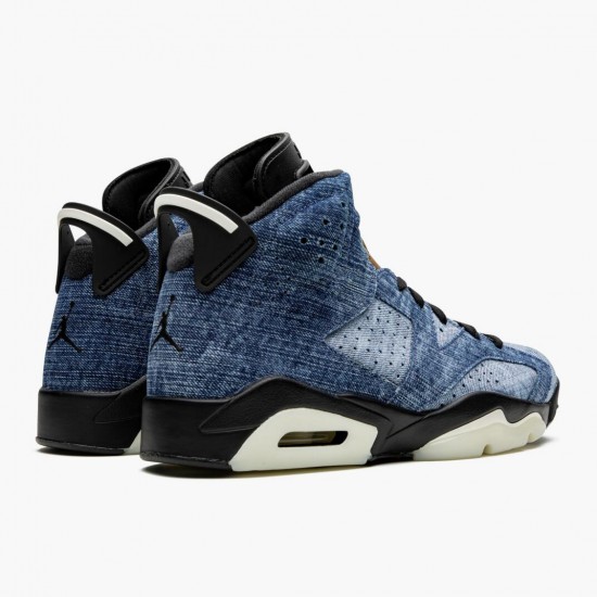 Air Jordan 6 Retro"Washed Denim" 384664 060 Black-Sail/Varsity Red AJ6 Black Jordan